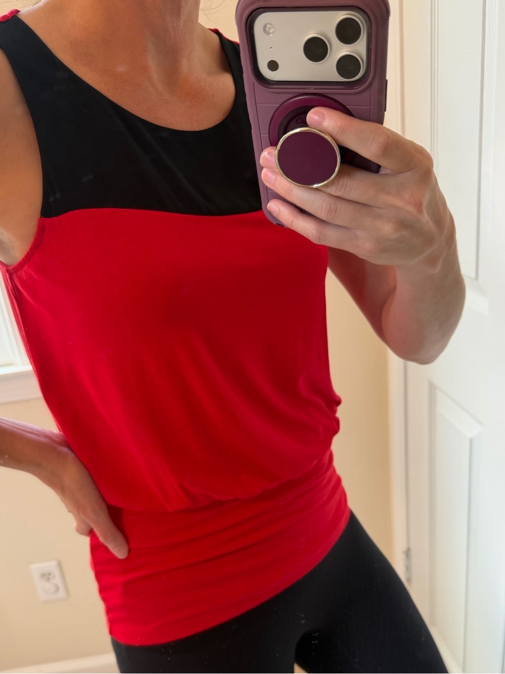 🍂 5/$25 The Limited Red and Sheer Black Dressy Blouse